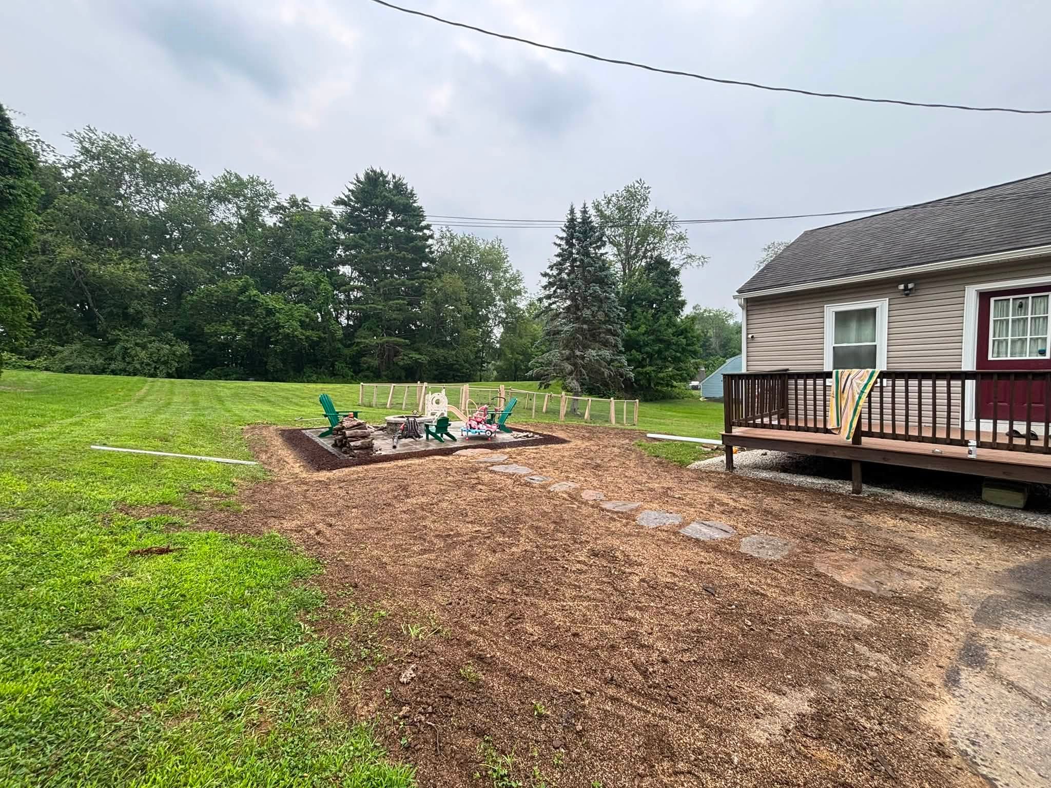 Stone path complete — drainage and walkway project done